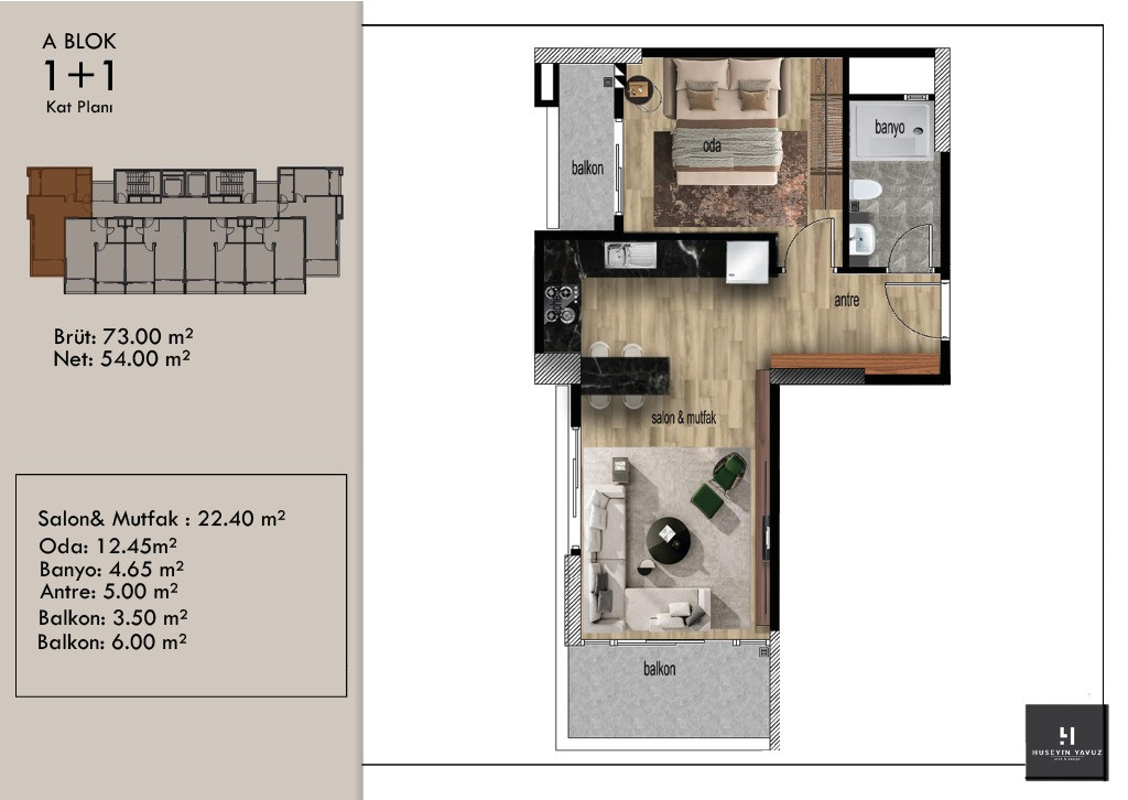 İlkem Oniks / 1+1 / Erdemli, Arpaçbahşiş  proje görseli