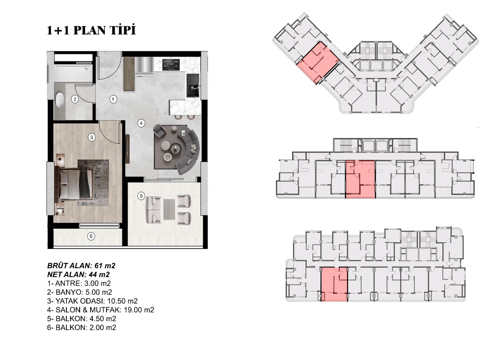 İlkem Miami / 1+1 / Mezitli, Soli  proje görseli