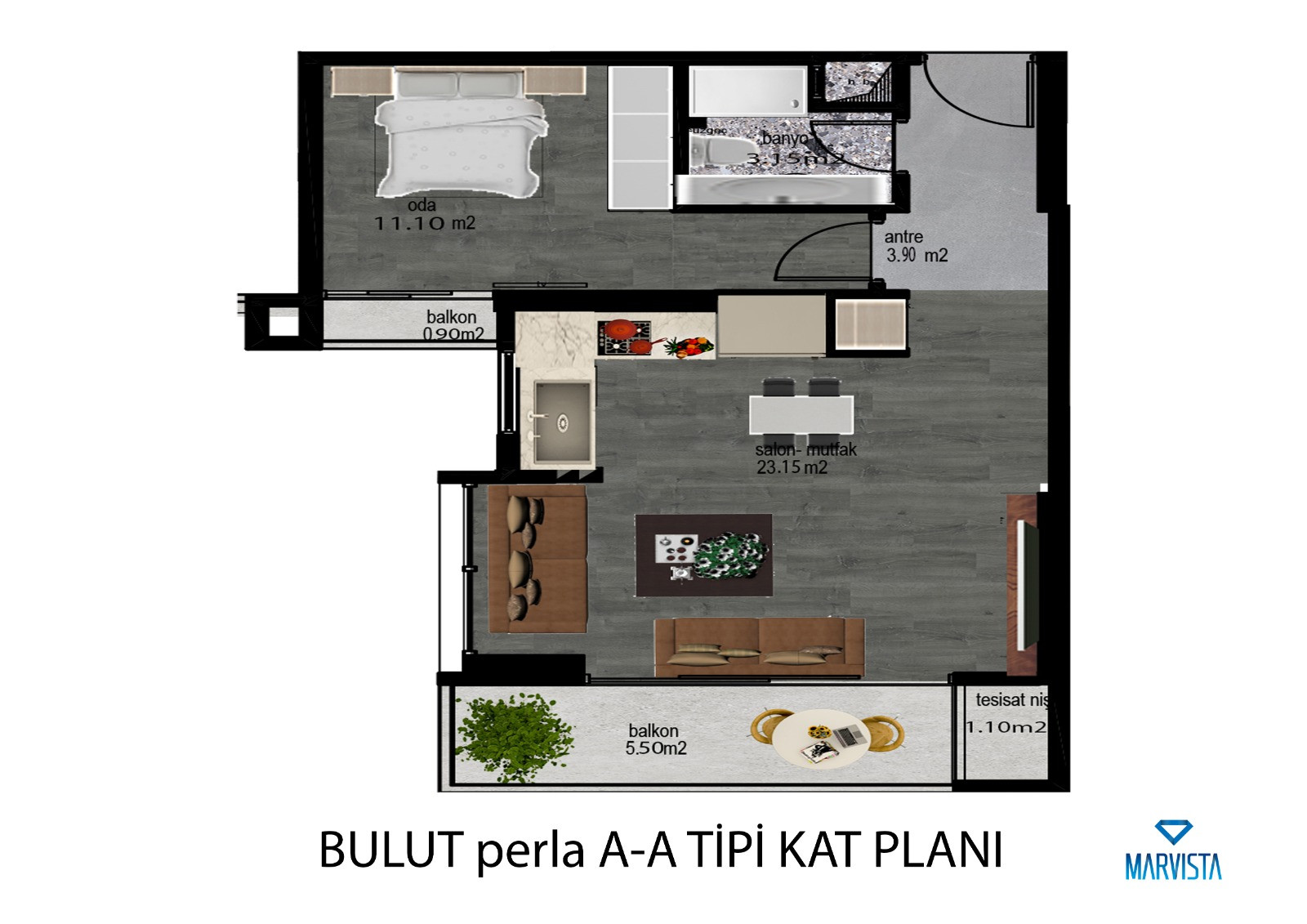 Bulut Perla / 1+1 / Mezitli  proje görseli