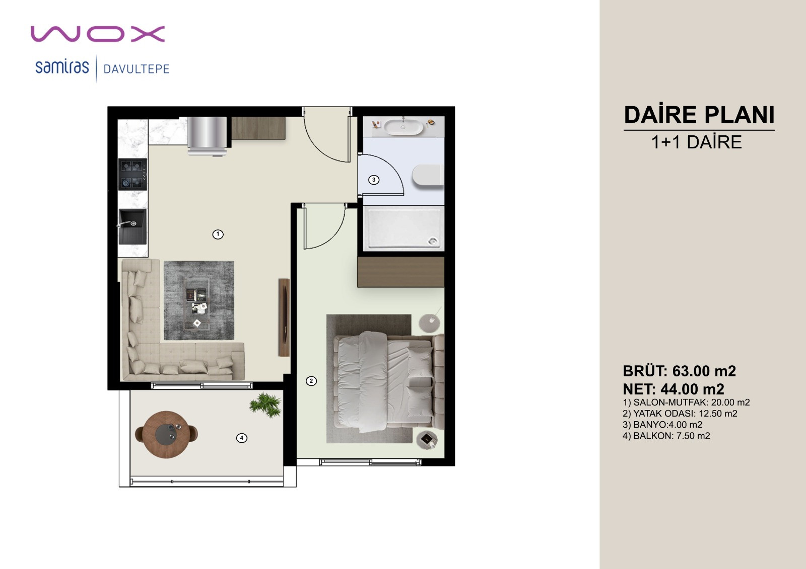 Wox Davultepe / 1+1 / Mersin, Mezitli  proje görseli